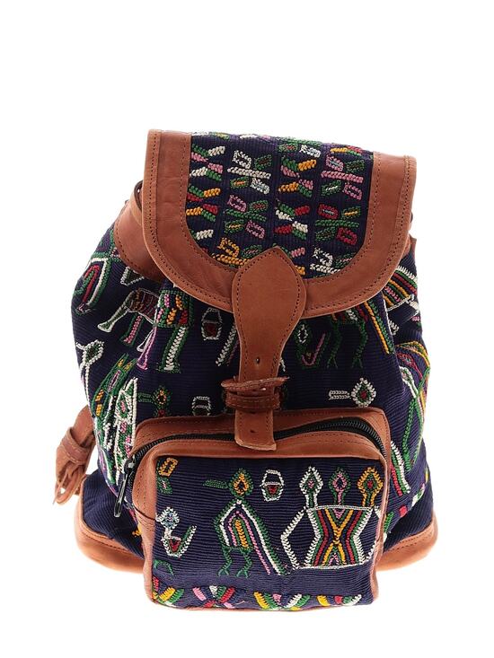 Handmade tapestry leather backpack